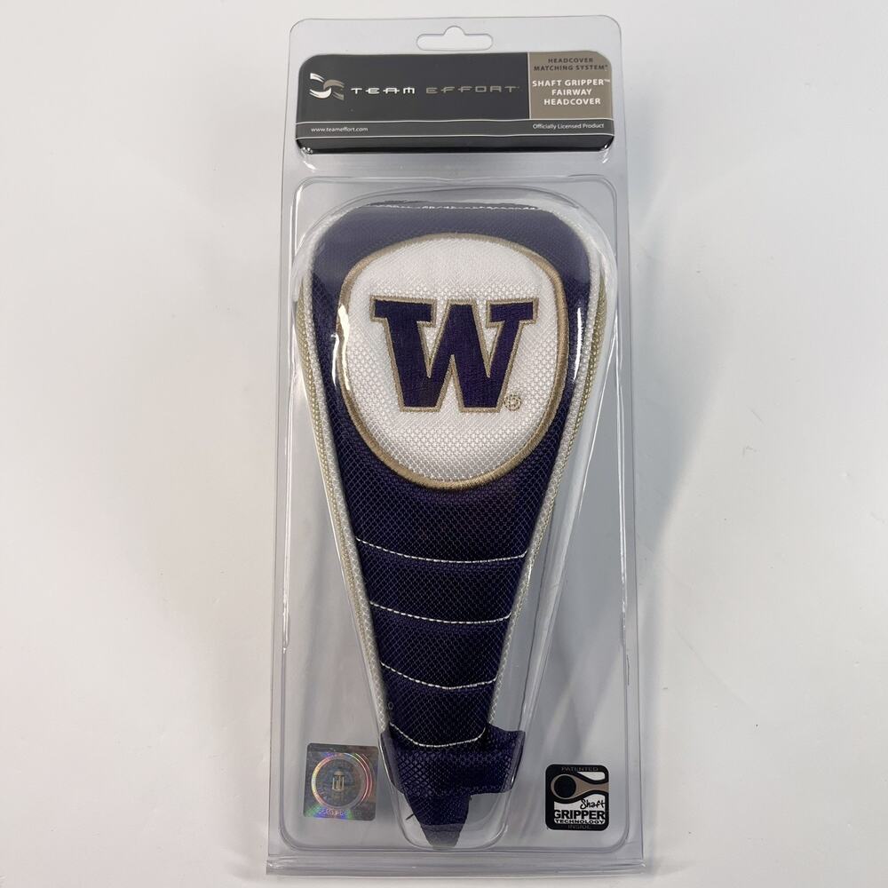 Team Effort Golf Club Shaft Gripper Fairway Head Cover Washington Huskies NEW